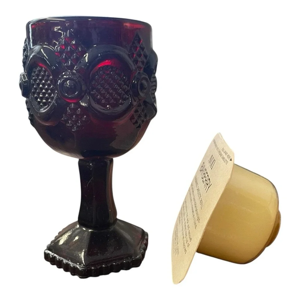 Avon The 1876 Cape Cod Collection Red‎ Glass Wine Goblet Candlette Holder